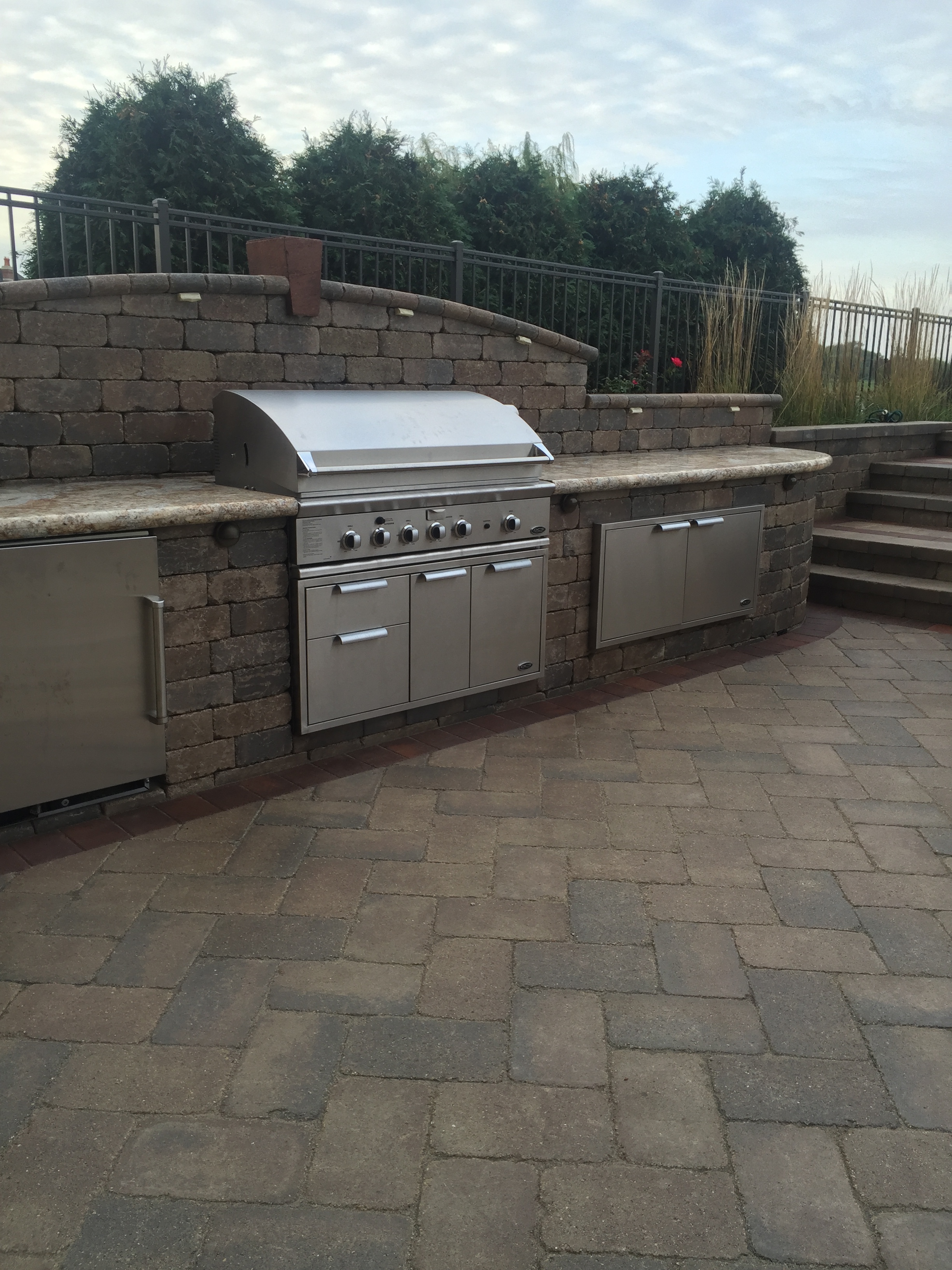 Stone Deck with Outdoor Kitchen