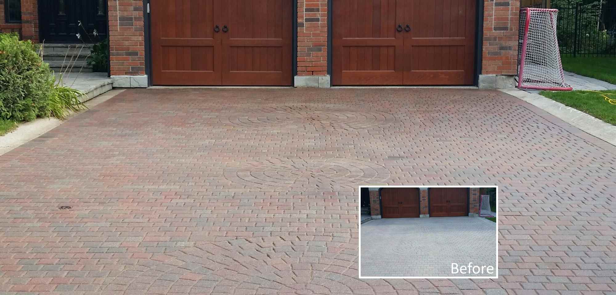Before and After Sealing Photo of Driveway
